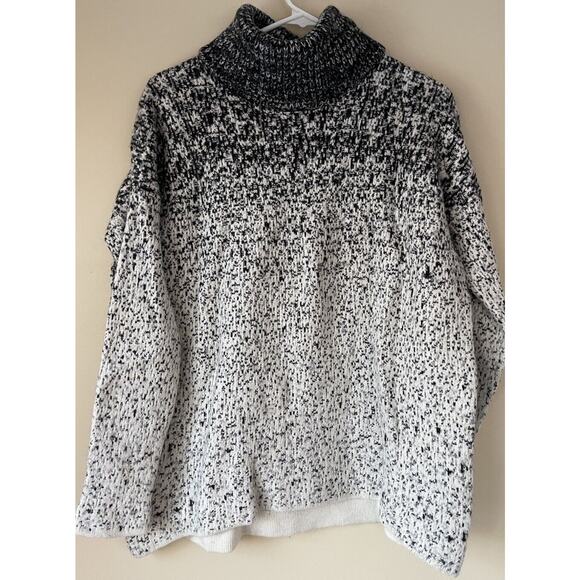 Athleta Turtleneck Ombre Sweater L Wool Cashmere Blend Black To White EUC - Picture 2 of 7